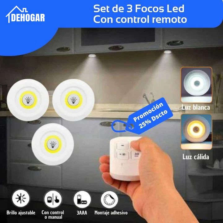 FocusMax - Set 3 Focos Inalámbricos